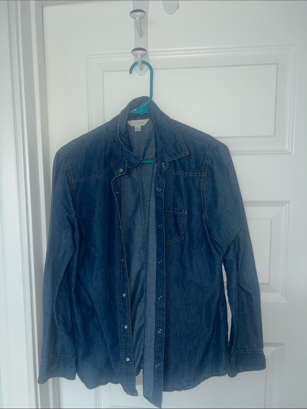 Charming Charlie Dark Blue Denim Button-Down Shirt